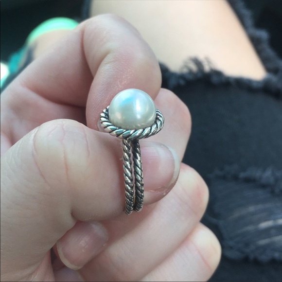 DAVID YURMAN Solitaire Pearl Ring w/ Braided Band - Picture 3 of 3